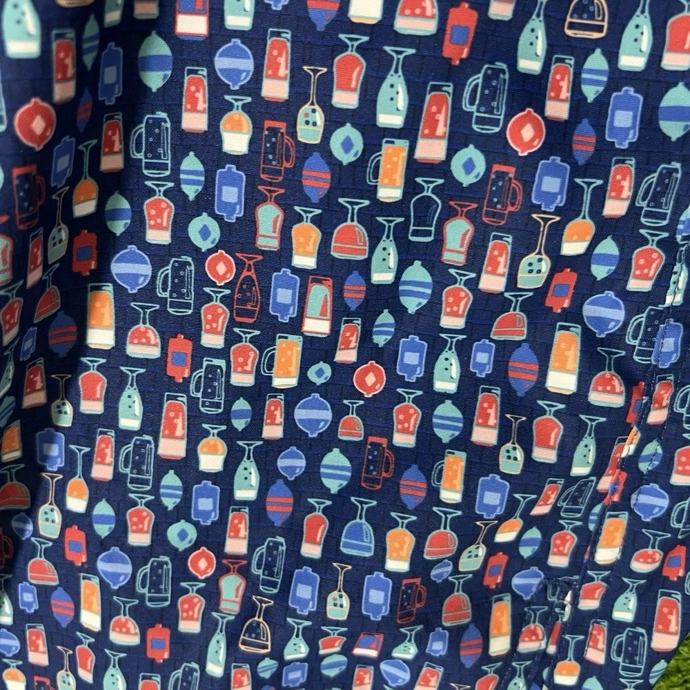 Peter Millar‎ Bathing Suit 4XL Tall Cocktail Alcohol Print Swim Trunks Blue Mint